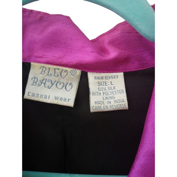 Bleu Bayoo Fuchsia Silk Open Styled Lined Tailored Blazer Made in India
sz L - Picture 3 of 9
